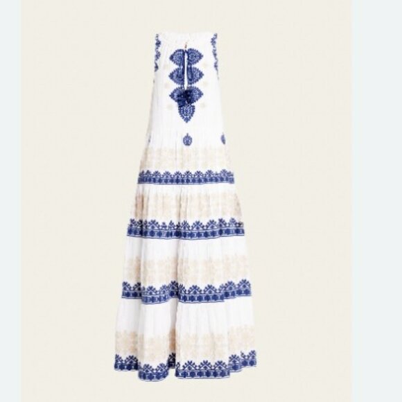 Figue Betty Embroidered Maxi Dress Cottagecore Boho Coastal - Picture 2 of 14